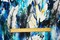 Blue-Multi Poly Stretch Feather Printed ITY Jersey Knit Fabric By the Yard